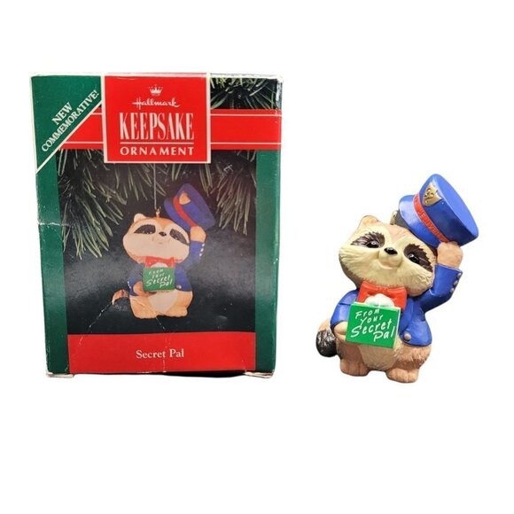 Vtg Hallmark 1992 Keepsake Ornament Secret Pal Commemorative Raccoon Mailman - Picture 1 of 7